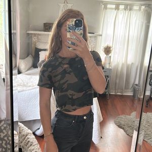 SHEIN Distressed Camo Tee